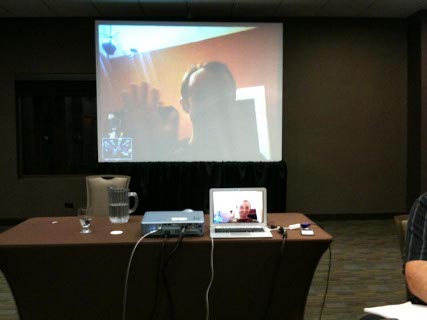 Owen Goss joining the iPhone Game Jam remotely